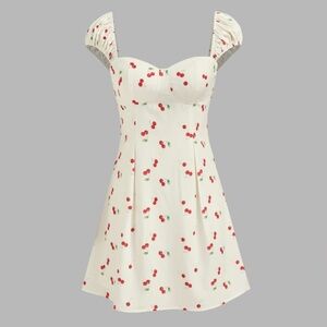 NWT Cider Square Neck Cherry Print Mini Dress XXS